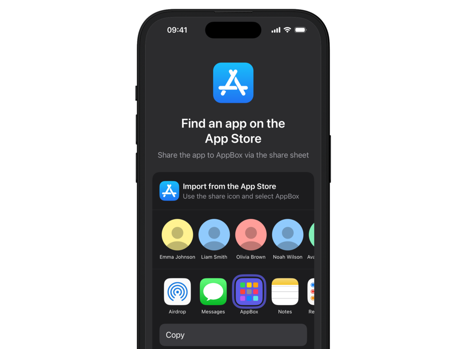 Save apps using the share sheet