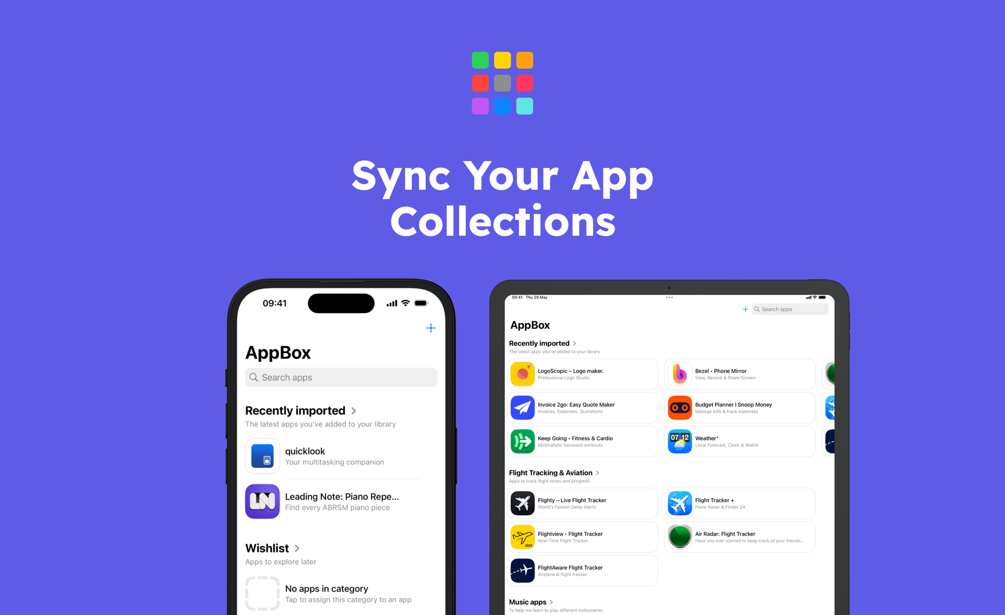 AppBox app showing saved apps collection
